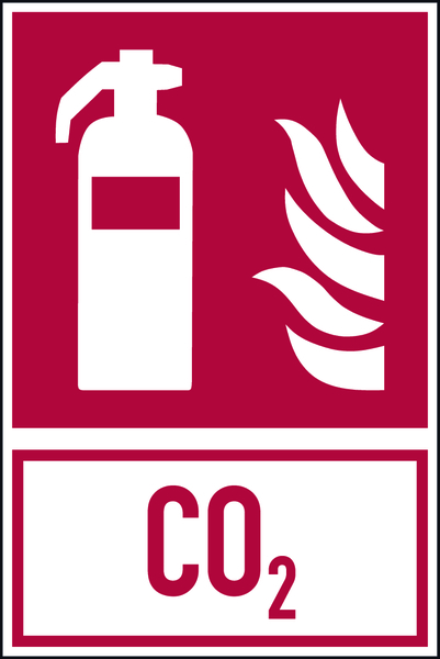 Brandschutzzeichen, Kombischild Feuerlöscher CO2 - ASR A1.3 (DIN EN ISO 7010)