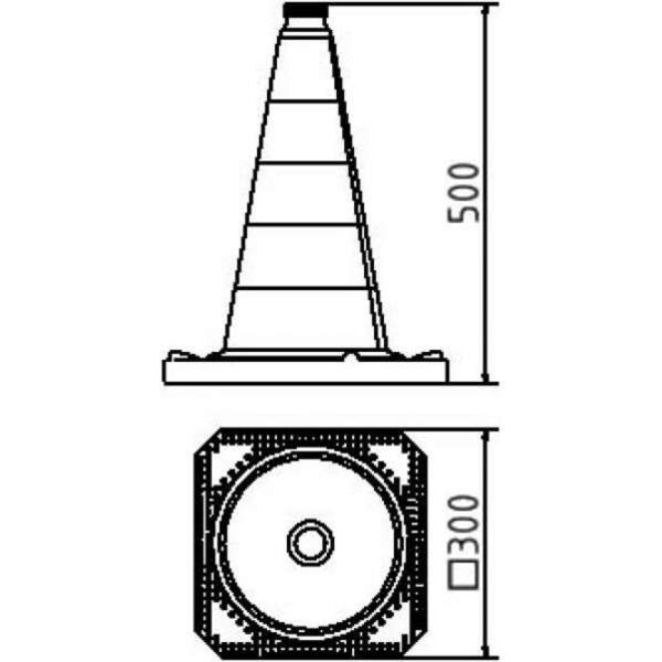 TL-Leitkegel/Pylon, Reflexfolie Typ 1, BAST-geprüft, 500 mm