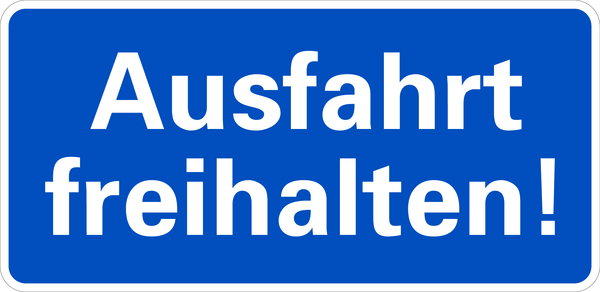 Parkplatzschild, Ausfahrt freihalten!, 170x350mm, Alu geprägt