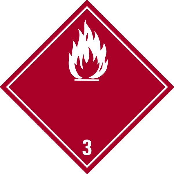 Gefahrzettel, Gefahrgutklasse 3 - Entzündbare flüssige Stoffe (rot/weiß)
