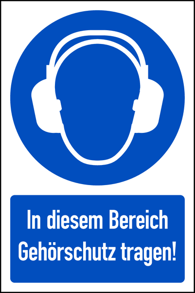 Kombi-Gebotsschild, In diesem Bereich Gehörschutz tragen!, Folie, 300 x 200 mm