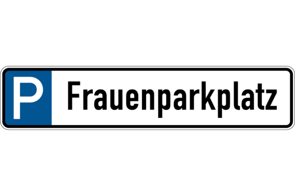 Parkplatzkennzeichen, P-Frauenparkplatz, 113x523mm, Alu geprägt