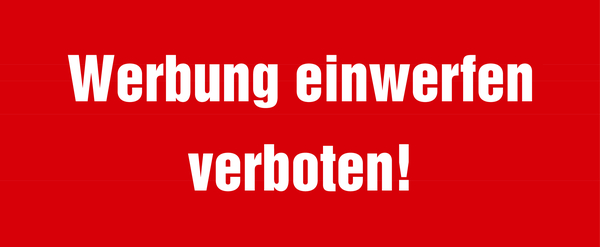 Türschild, Werbung einwerfen verboten!, 40 x 100 mm