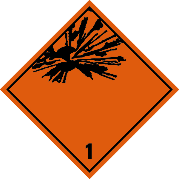 Gefahrzettel, Gefahrgutklasse 1 - Explosive Stoffe und Gegenstände mit Explosivstoff