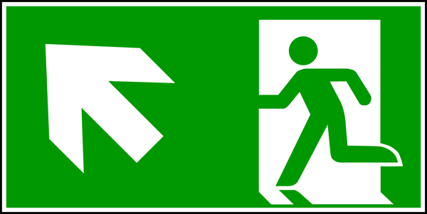 Rettungszeichen, Notausgang aufwärts links - ASR A1.3 (DIN EN ISO 7010)