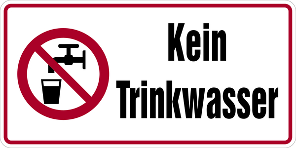 Hinweisschild, Kein Trinkwasser + Symbol, 200x400mm, Alu geprägt