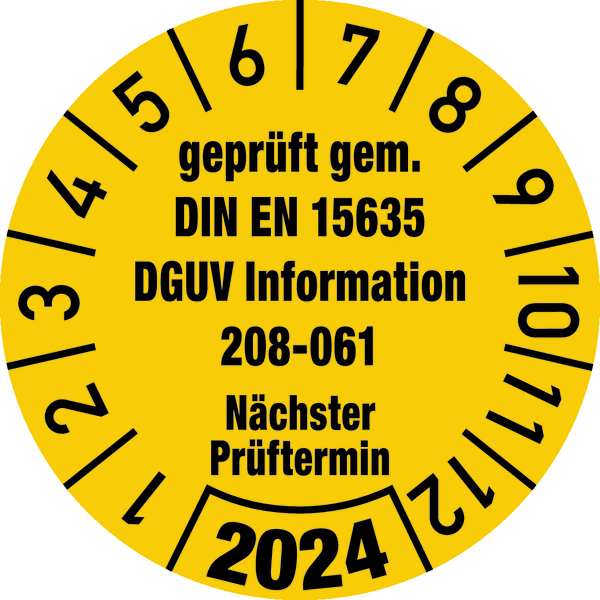 Jahresprüfplakette, DGUV Information 208-061, Ø 30 mm - Bogen = 10 Stk.