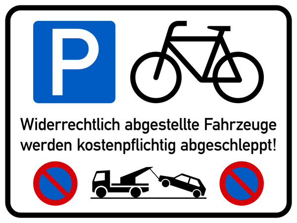Parkverbotsschild, Fahrradstellplatz, 300 x 400 mm, Aluverbund