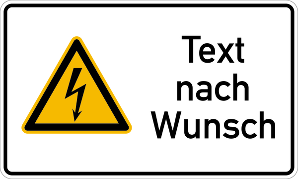 Kombi-Warnschild, Warnung vor elektrischer Spannung (W012) + Wunschtext, 150 x 250 mm
