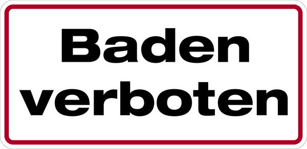 Hinweisschild, Baden verboten, Aluminium, 170 x 350 mm