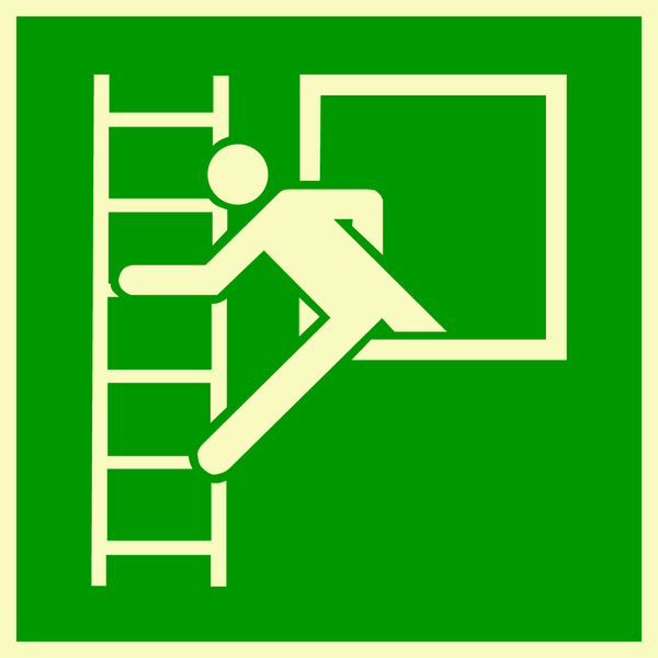 Rettungszeichen, Notausstieg mit Fluchtleiter E016 - ASR A1.3 (DIN EN ISO 7010)