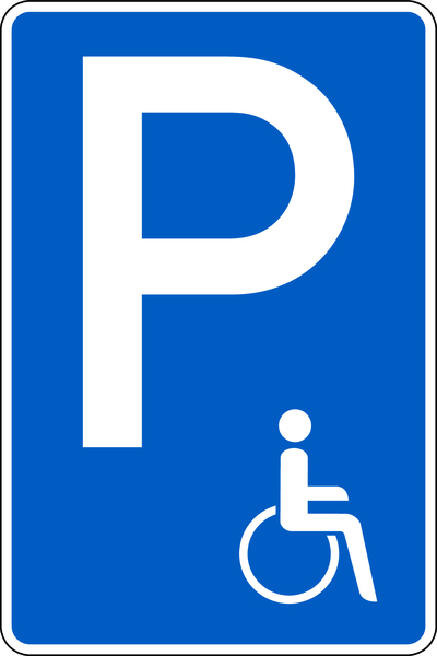 Parkplatzschild, (Symbol Rollstuhlfahrer), 630x420mm, Alu glatt