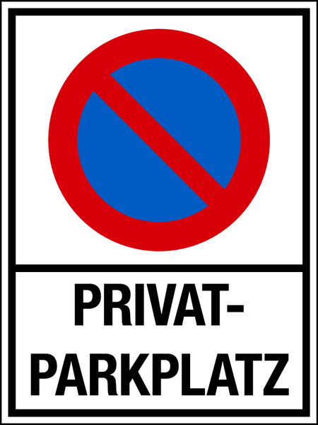 Parkverbotsschild, Privatparkplatz, Symbol: Eingeschränktes Haltverbot, 400 x 300 mm, Aluverbund