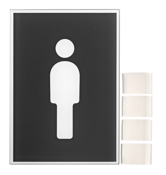 WC Piktogramm, Herren, Glas, grau, 148 x 105 mm
