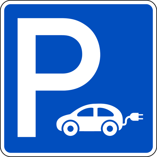 Parkplatzschild, Elektrofahrzeuge, 600 x 600 mm, Aluminium