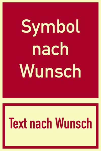 Kombi-Brandschutzschild, Wunschsymbol + Wunschtext, 300 x 200 mm