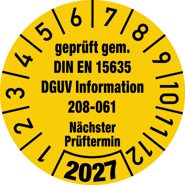 Jahresprüfplakette, DGUV Information 208-061, Ø 30 mm - Bogen = 10 Stk.