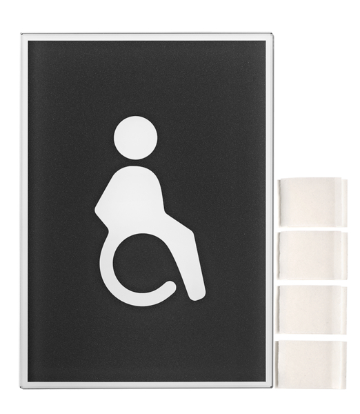 WC Piktogramm, Barrierefrei/Rollstuhl, Glas, grau, 148 x 105 mm