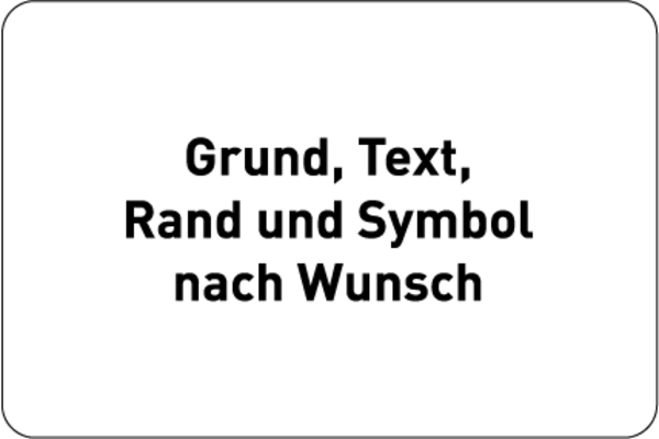 Hinweisschild, Aluminium: Rand geprägt - Farben, Text und Symbol nach Wunsch - Querformat