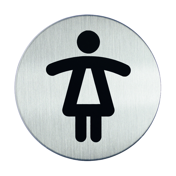WC-Piktogramm, Damen, Edelstahl, Ø 83 mm