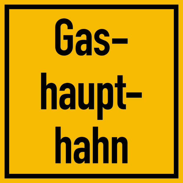 Hinweisschild, Gashaupthahn, Aluverbund, 200 x 200 mm
