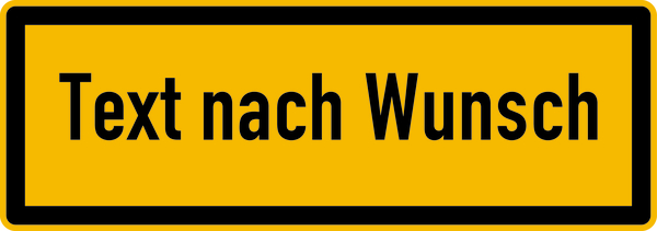 Hinweisschild, Text nach Wunsch, Schwarz/Gelb, 74 x 210 mm