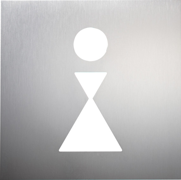 WC-Piktogramm, Damen, 160 x 160 mm, Edelstahl