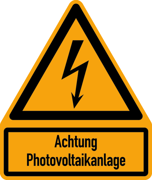 Kombi-Warnschild, Achtung Photovoltaikanlage, W012, 237 x 200 mm