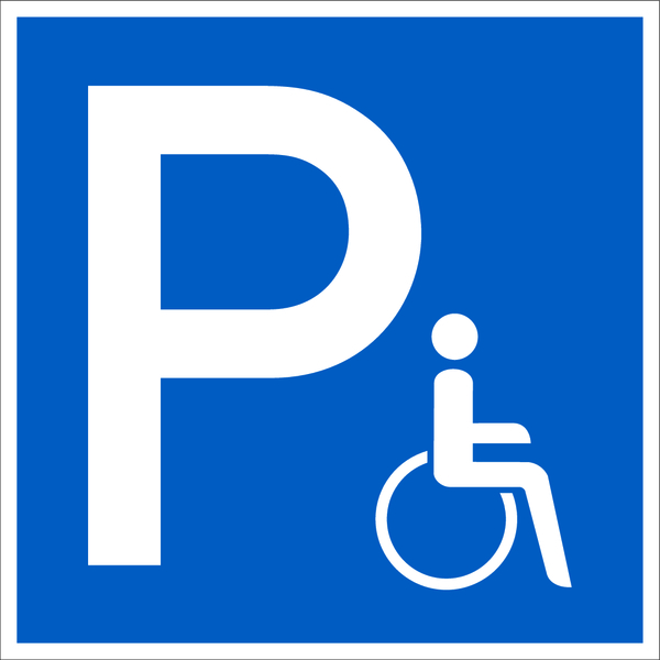Parkplatzschild, Symbol Rollstuhlfahrer, Folie/Aluminium