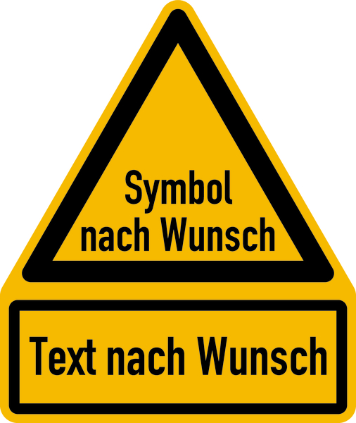 Kombi-Warnschild, Wunschtext + Wunschsymbol, 237 x 200 mm