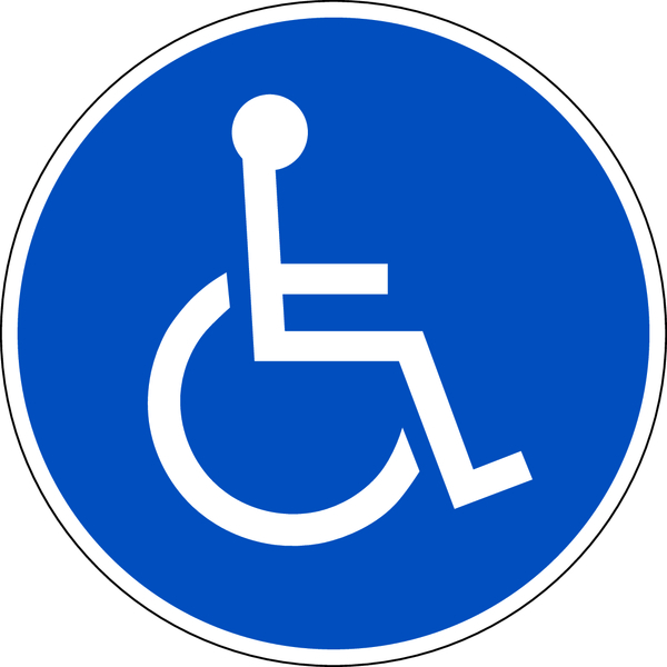 Parkplatzschild, Symbol Rollstuhlfahrer (rund)