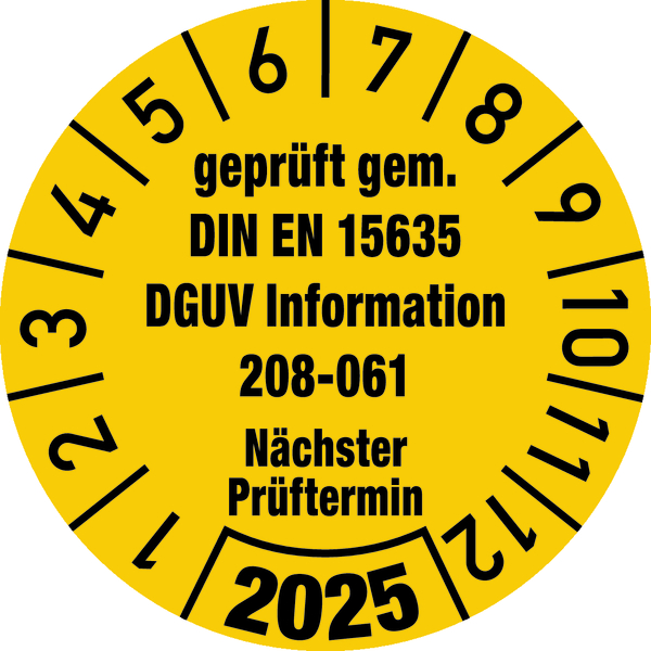 Jahresprüfplakette, DGUV Information 208-061, Ø 30 mm - Bogen = 10 Stk.