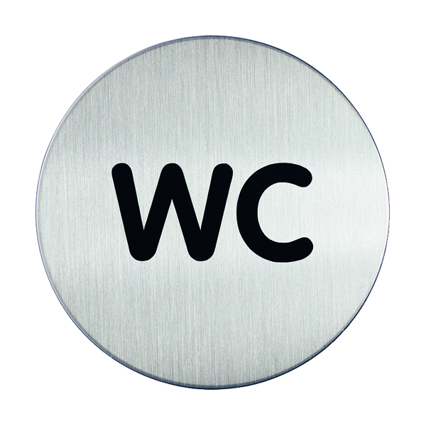 WC-Piktogramm, "WC", Edelstahl, Ø 83 mm