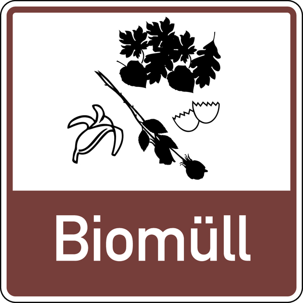 Abfallkennzeichen, Biomüll, Braun, 100 x 100 mm