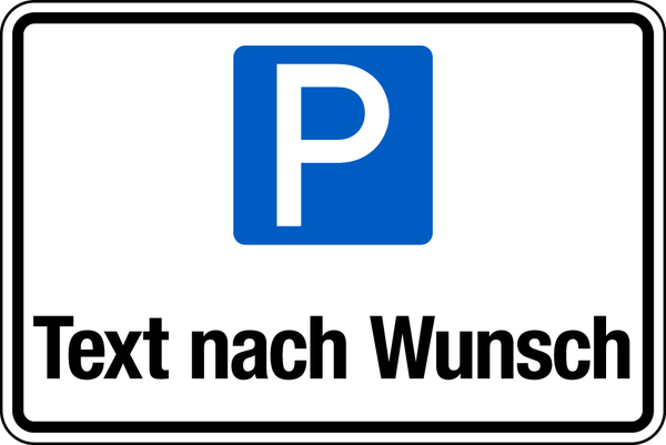 Parkplatzschild mit Wunschtext, 200x300mm, Aluverbund