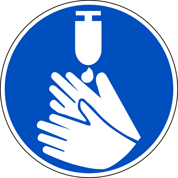 Gebotsschild, Hände desinfizieren - praxisbewährt