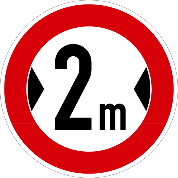 Verkehrszeichen - Verbot für Fahrzeuge über angegebene Breite, Zeichen 264 - Zahl nach Wunsch