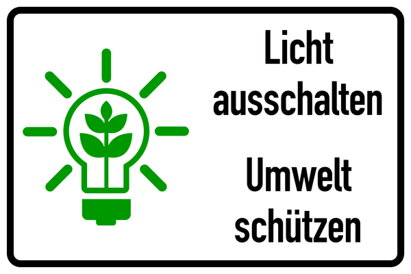 Hinweisschild, Licht ausschalten Umwelt schützen, 200 x 300 mm, Folie