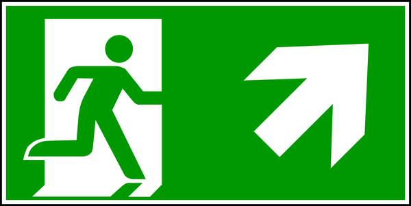 Rettungszeichen, Notausgang aufwärts rechts - ASR A1.3 (DIN EN ISO 7010)