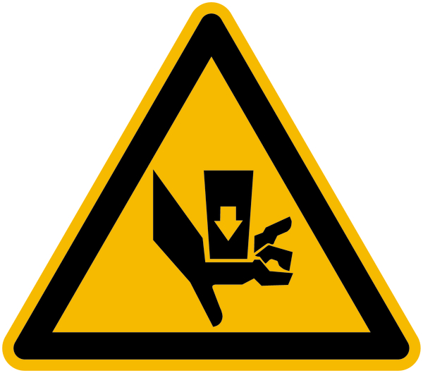 Warnschild, Warnung vor Quetschgefahr durch Einpreßwerkzeug - praxisbewährt