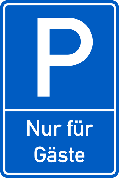 Parkplatzschild, Nur für Gäste, 600x400mm, Alu geprägt