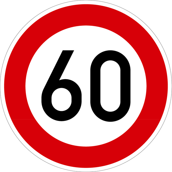 Verkehrszeichen - Zulässige Höchstgeschwindigkeit, Zeichen 274 - Zahl nach Wunsch