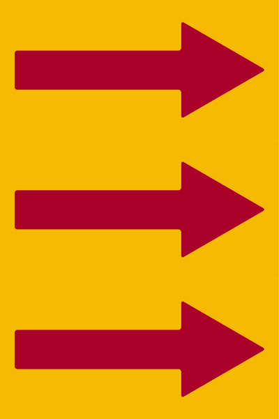 Fließrichtungspfeile gemäß DIN 2403, gelb/rot
