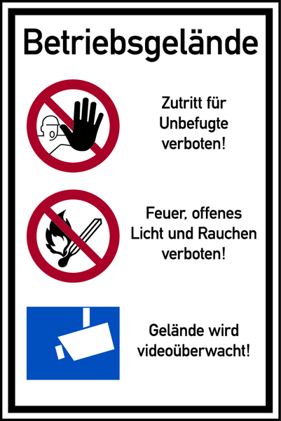 Hinweisschild, Betriebsgelände Zutritt verboten, Aluverbund, 900 x 600 mm