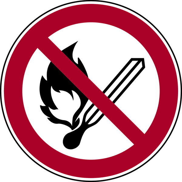 Verbotsschild, Feuer, offenes Licht und Rauchen verboten P003 - ASR A1.3 (DIN EN ISO 7010)