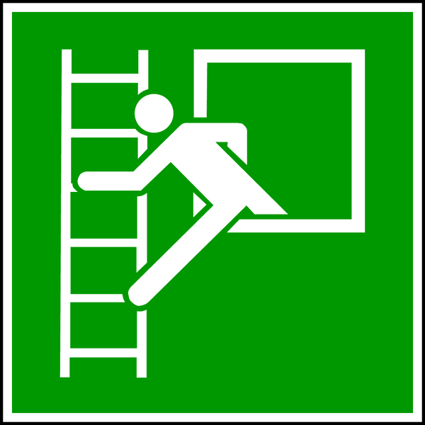 Rettungszeichen, Notausstieg mit Fluchtleiter E016 - ASR A1.3 (DIN EN ISO 7010)