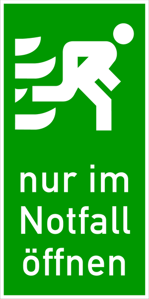 Rettungszeichen, Tür-/Fensterhinweis Nur im Notfall öffnen