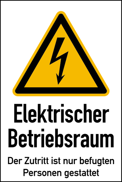 Warnschild, Kombischild, Elektrischer Betriebsraum