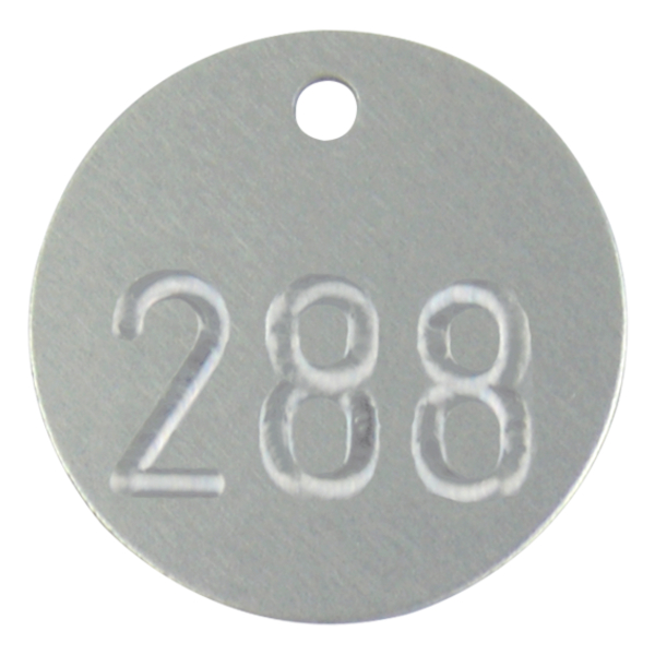 Kennzeichnungsmarken, Aluminium silber, fortlaufend nummeriert, Ø 30 mm - Beutel = 100 Stk.