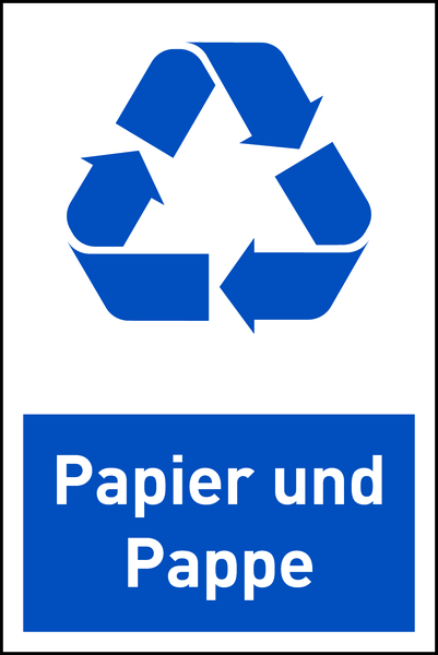 Design-Recyclingschild: Papier und Pappe, Folie selbstklebend, 150 x 100 mm